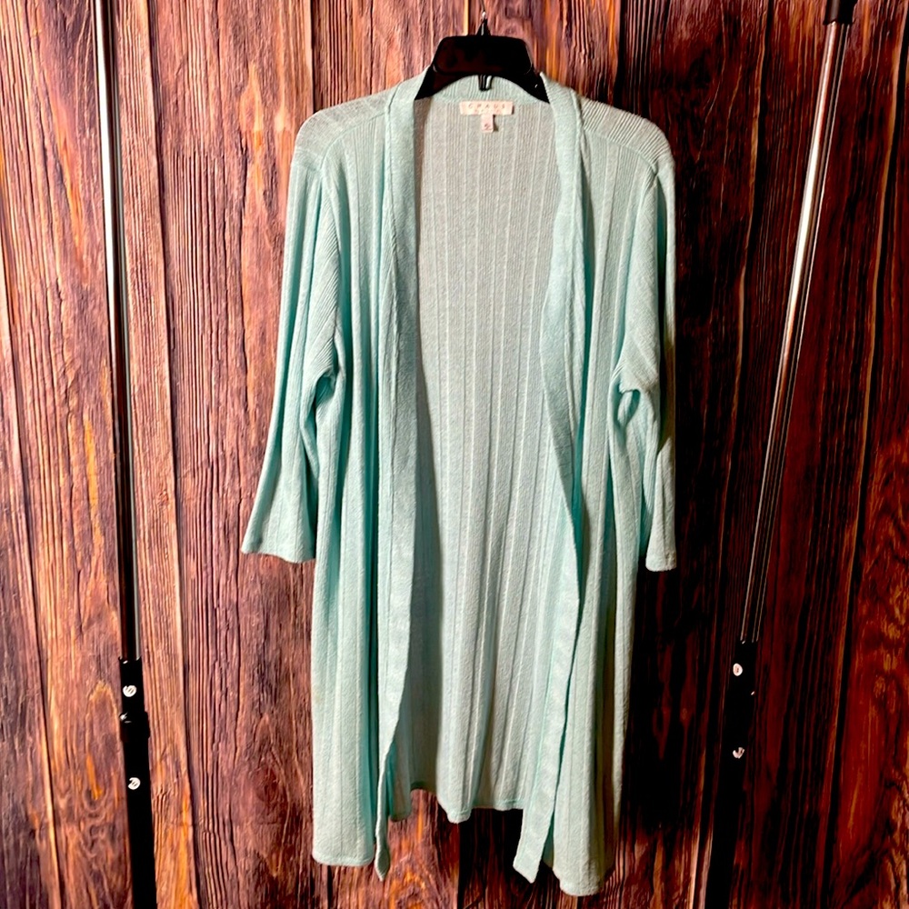 Chaus New York Open Front Rib Cardigan